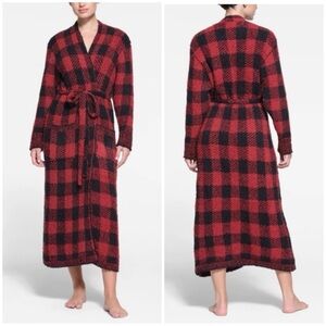 SKIMS Red and Black Plaid Robe